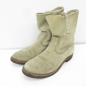 【中古】REDWING 1188 ペコス ブーツ スウェード 縦羽タグ ヴィンテージ スチールトゥ USA製 ベージュ 7.5E 25.5cm相当 STK