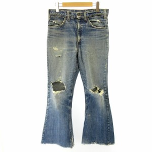 【中古】リーバイス Levi's 646 BIGE 刻印23 ビッグE デニム フレア ベルボトム クラッシュ ライトブルー 実寸W31 L28 STK メンズ