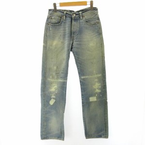 【中古】リーバイス Levi's デニム ストレート ボタンフライ 00501-1245 リペア加工 ライトインディゴ W28 L32 STK メンズ