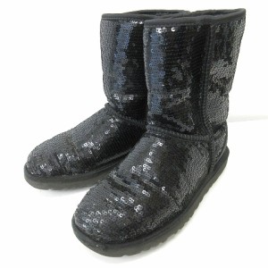 【中古】アグ オーストラリア UGG australia クラシックショート スパンコール ムートンブーツ 黒 ブラック US6 約23.0cm