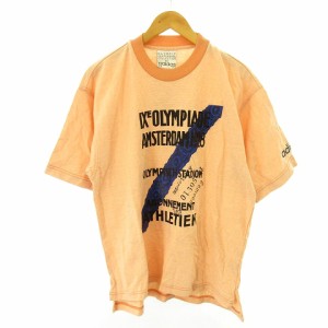【中古】アディダス adidas アムステルダム五輪記念 Tシャツ カットソー ロゴ 半袖 オレンジ S  メンズ