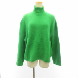 【中古】ザラ ZARA ハイネック ニット セーター ウール混 アルパカ混 長袖 緑 グリーン S ■GY31 レディース