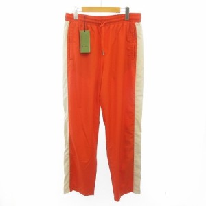 【中古】未使用品 グッチ GUCCI タグ付 22年 Tape Detail Track Pants トラックパンツ 裏地メッシュ 693026 オレンジ L