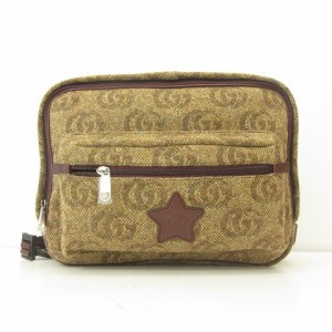 【中古】未使用品 グッチ GUCCI 新品同様 チルドレン GG柄 バックパック リュックサック スターパッチ キッズ 茶 ブラウン