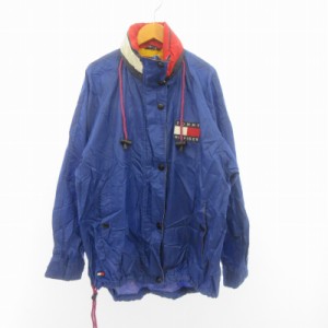 【中古】トミーヒルフィガー TOMMY HILFIGER ナイロンジャケット ブルゾン フード付き 青 ブルー M ■GY09 メンズ