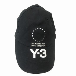 【中古】ワイスリー Y-3 ヨウジヤマモト 近年 キャップ 帽子 シックスパネル ロゴプリント 刺繍 黒 ブラック 23F001