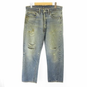 【中古】リーバイス Levi's 501 66前期 刻印6 デニム 70's ヴィンテージ 足長R 赤耳 黒カン 実寸 W33 L26 STK