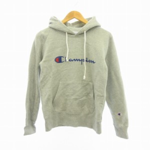 【中古】チャンピオン CHAMPION ロゴプリント パーカー フーディ スウェット 裏起毛 グレー L ■GY09 メンズ