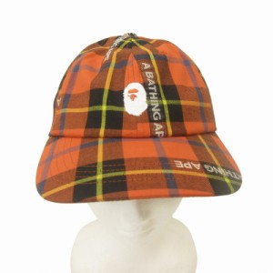 【中古】未使用品 アベイシングエイプ A BATHING APE タグ付 22SS LOGO CHECK PANEL CAP キャップ 帽子 ロゴ刺繍