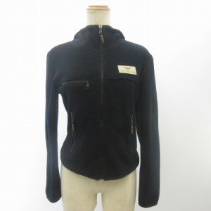 【中古】アルマーニ ジーンズ ARMANI JEANS フリース パーカー ボア ジップアップ イタリア製 黒 ブラック 38 約?