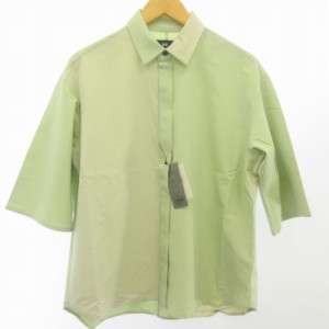 【中古】未使用品 ハレ HARE タグ付 近年モデル シャツ 切り替え 比翼 緑 グリーン S メンズ