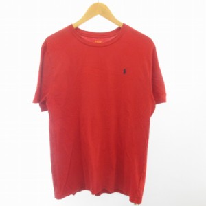 【中古】ポロ ラルフローレン POLO RALPH LAUREN 近年 ロゴ刺繍 Tシャツ カットソー 赤 レッド XL メンズ