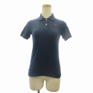 【中古】ラコステ LACOSTE IZOD 90s ヴィンテージ ロゴ刺? ポロシャツ カットソー 紺 ネイビー Ｍ レディース