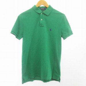 【中古】ポロ ラルフローレン POLO RALPH LAUREN ロゴ刺繍 ポロシャツ 半袖 ワンポイント 緑 グリーン S メンズ