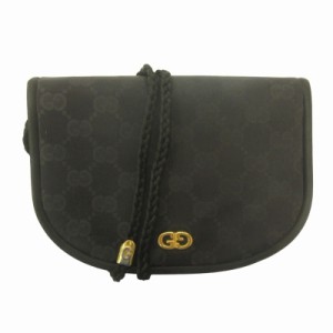 【中古】グッチ GUCCI ヴィンテージ ミニ ショルダーバッグ 肩掛け オールドグッチ GG柄 黒 ブラック STK レディース