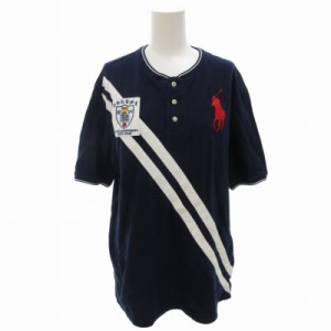 【中古】ポロ ラルフローレン POLO RALPH LAUREN ヘンリーネックTシャツ カットソー  半袖 XL 紺 ■GY31