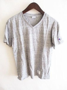 【中古】チャンピオン CHAMPION Vネック 半袖 Tシャツ ロゴ グレー S メンズ