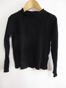 【中古】ユニクロ UNIQLO リブ カットソー キッズ 長袖 黒 130 キッズ