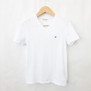 【中古】ディオールオム Dior HOMME KAWS カウズ Tシャツ 半袖 Vネック 刺しゅう 蜂 BEE 綿 コットン 白 ホワイト XS メンズ