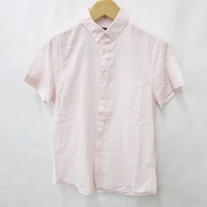 【中古】ザラマン ZARA MAN シャツ カジュアルシャツ ボタンダウン 半袖 綿 ピンク M メンズ