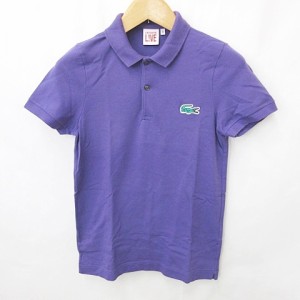 【中古】ラコステ ライブ Lacoste L!VE ポロシャツ 半袖 ロゴ 紫 パープル 2 メンズ