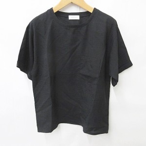 【中古】アダムエロペ Adam et Rope' シャツ Tシャツ 半袖 無地 丸首 黒 ブラック M メンズ