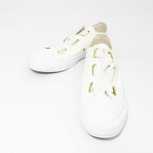 【中古】コンバース CONVERSE オールスター ALL STAR ゴアレース スニーカー スリッポン ホワイト 24.5  レディース