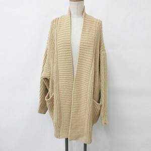 【中古】ザラ ZARA ニット カーディガン 長袖 羽織 ローゲイジ ベージュ M レディース