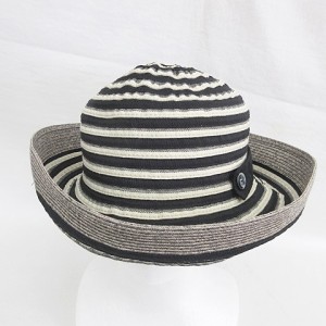 【中古】エレメントオブシンプルライフ element of SIMPLE LIFE 帽子 ハット ソフト帽 ボーダー 黒 ブラック ベージュ グレー 