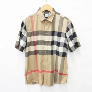 【中古】バーバリー BURBERRY シャツ カジュアルシャツ 半袖 チェック メガチェック柄 ベージュ ブラック 黒 赤 XXXL メンズ