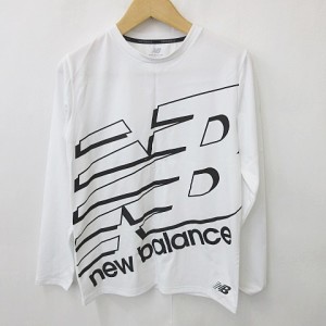 【中古】ニューバランス NEW BALANCE Tシャツ カットソー ロンT 長袖 丸首 ロゴ 白 黒 ホワイト ブラック M