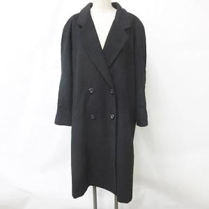 90s ダブル ロングチェスターコート カシミヤ混 黒 ヴィンテージ 古着 90s ダブル ロングチェスターコート カシミヤ混 黒 ヴィンテージ