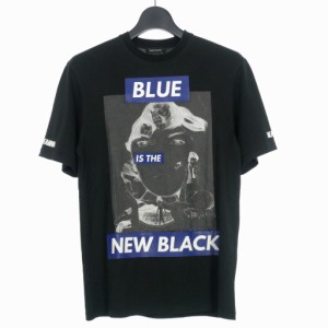 【中古】クリスチャンダダ CHRISTIAN DADA クルーネック プリント Tシャツ カットソー 半袖 テープ 46 ブラック 黒