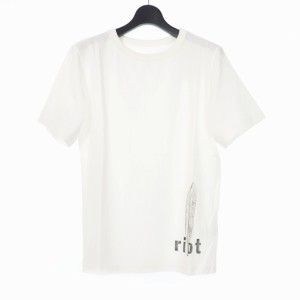 【中古】未使用品 ファセッタズム RIOT 20AW フェザー プリント Tシャツ 半袖 カットソー M ホワイト 白 メンズ