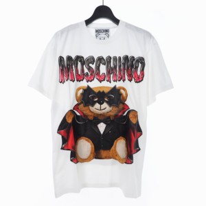 【中古】未使用品 モスキーノ MOSCHINO 20SS バッド テディベア プリント Tシャツ カットソー 半袖 S ホワイト