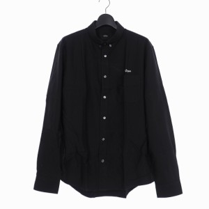 【中古】未使用品 スタンプド STAMPD Dope Oxford Shirt オーバーサイズ 長袖 刺繍 シャツ L ブラック 黒 S-FW14-1
