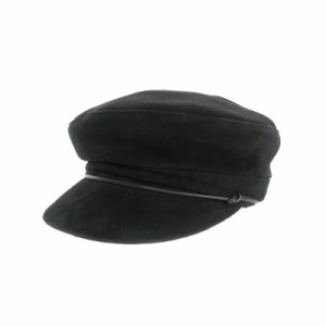 【中古】シノナグモ Shinonagumoシープスエード マリンキャップ キャスケット 帽子 ブラック 黒 SN03-040 レディース