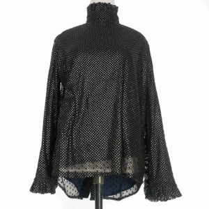 【中古】ローズアンナ ROSEANNA ハイネックシャツ ブラウス ドット 長袖 36 ブラック 黒  レディース