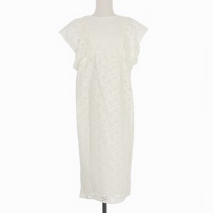 【中古】未使用品 マサコテラニシ MASAKO TERANISHI レースワンピース ドレス 刺繍 36 ホワイト 白 レディース