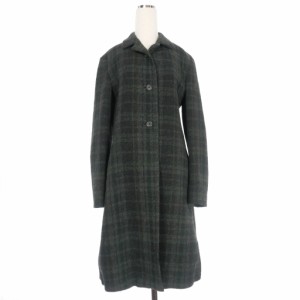 【中古】ジルサンダー JIL SANDER ウールカシミア チェック柄コート ジャケット 36 ダークグリーン/ブラック 緑 黒 