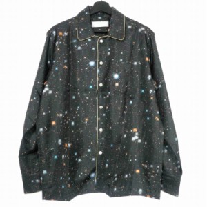 【中古】未使用品 ネオンサイン NEON SIGN Cosmo Milky SatinTwill Shirt オープンカラーシャツ 長袖 46 ブラック 黒