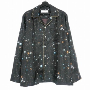 【中古】未使用品 ネオンサイン NEON SIGN Cosmo Milky SatinTwill Shirt オープンカラーシャツ 長袖 48 ブラック 黒