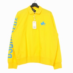 【中古】ディースクエアード DSQUARED2 22SS ロゴプリントポロシャツ 長袖 M イエロー 黄 S74GU0570 国内正規 メンズ