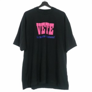 【中古】ヴェトモン ベトモン VETEMENTS 23SS La Haute Couture ラバーロゴ Tシャツ カットソー 半袖 S ブラック 黒