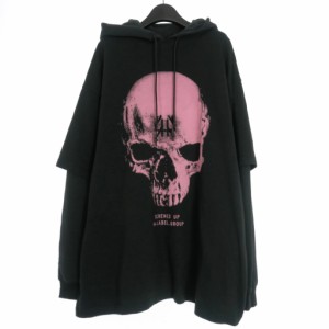 【中古】未使用品 44 LABEL GROUP DOPPEL ROSA SKULL  フーディ パーカー M 黒 ブラック M 63404 国内正規 メンズ