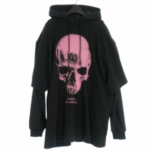 【中古】未使用品 44 LABEL GROUP DOPPEL ROSA SKULL フーディ パーカー L 黒 ブラック 63404 国内正規 メンズ