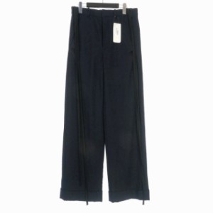 【中古】アンドゥムルメステール ANN DEMEULEMEESTER 22AW コード ワイドワイドスラックス パンツ 40 ネイビー 紺