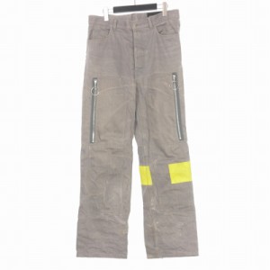 【中古】ユウキハシモト YUKI HASHIMOTO 21SS ASTRONAUT DENIM ペイント加工 デニムパンツ ジーンズ 46 グレー