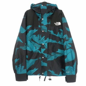 【中古】ザノースフェイス 22AW RETRO MOUNTAIN JACKET マウンテンパーカー L ブラック/グリーン 黒/緑 メンズ