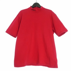 【中古】エッセイ ESSAY SEIGNEVR刺繍 モックネック Tシャツ カットソー 半袖 L レッド 赤 E02STS-01 メンズ